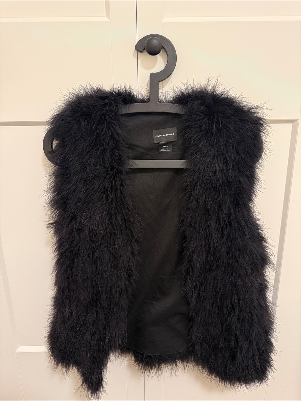 Club Monaco Black Shaggy Faux-Fur Vest